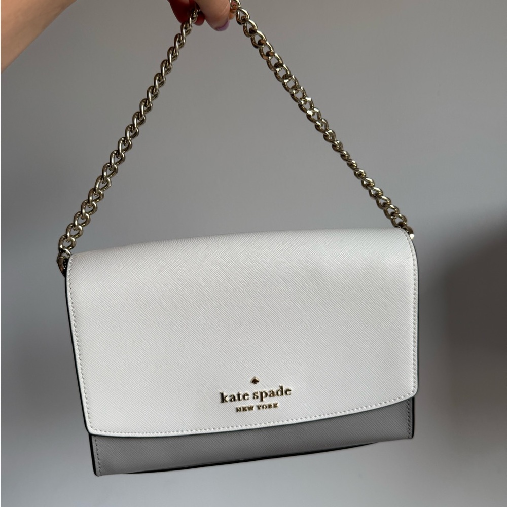 Kate Spade Black and White Shoulder Bag with Gold Chain